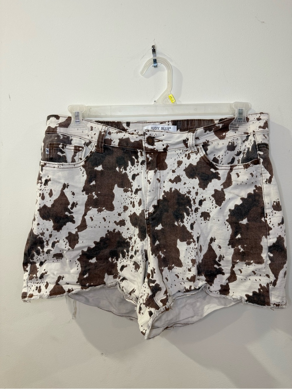 Judy Blue Brown and White Cow Print Denim Shorts